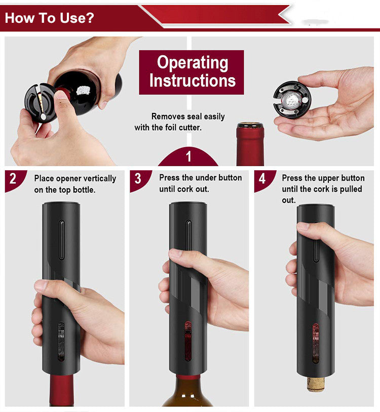 VinoRosso - Rechargeable electric wine opener - Low Cost Market LTD